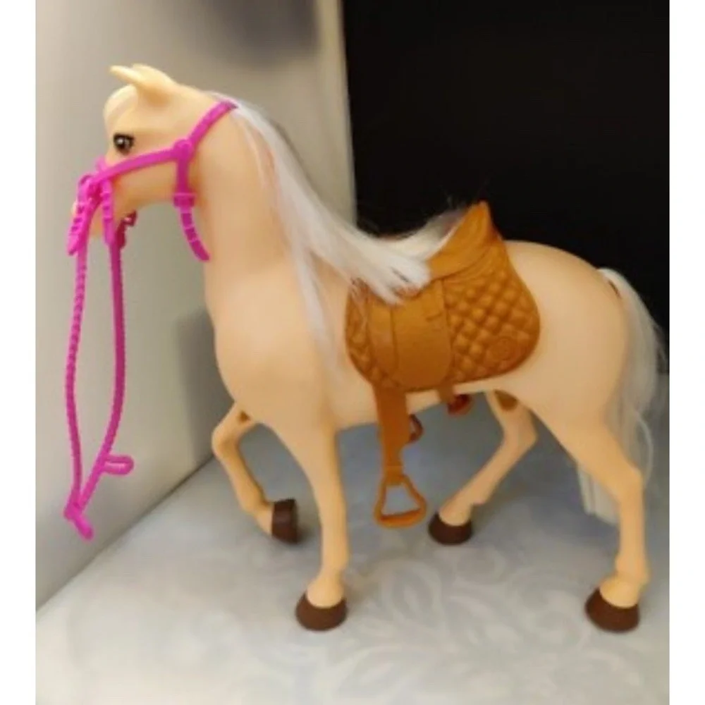 Light Brown Horse with Saddle, Bridle & Reins 2 Horses In Total For Barbies Doll